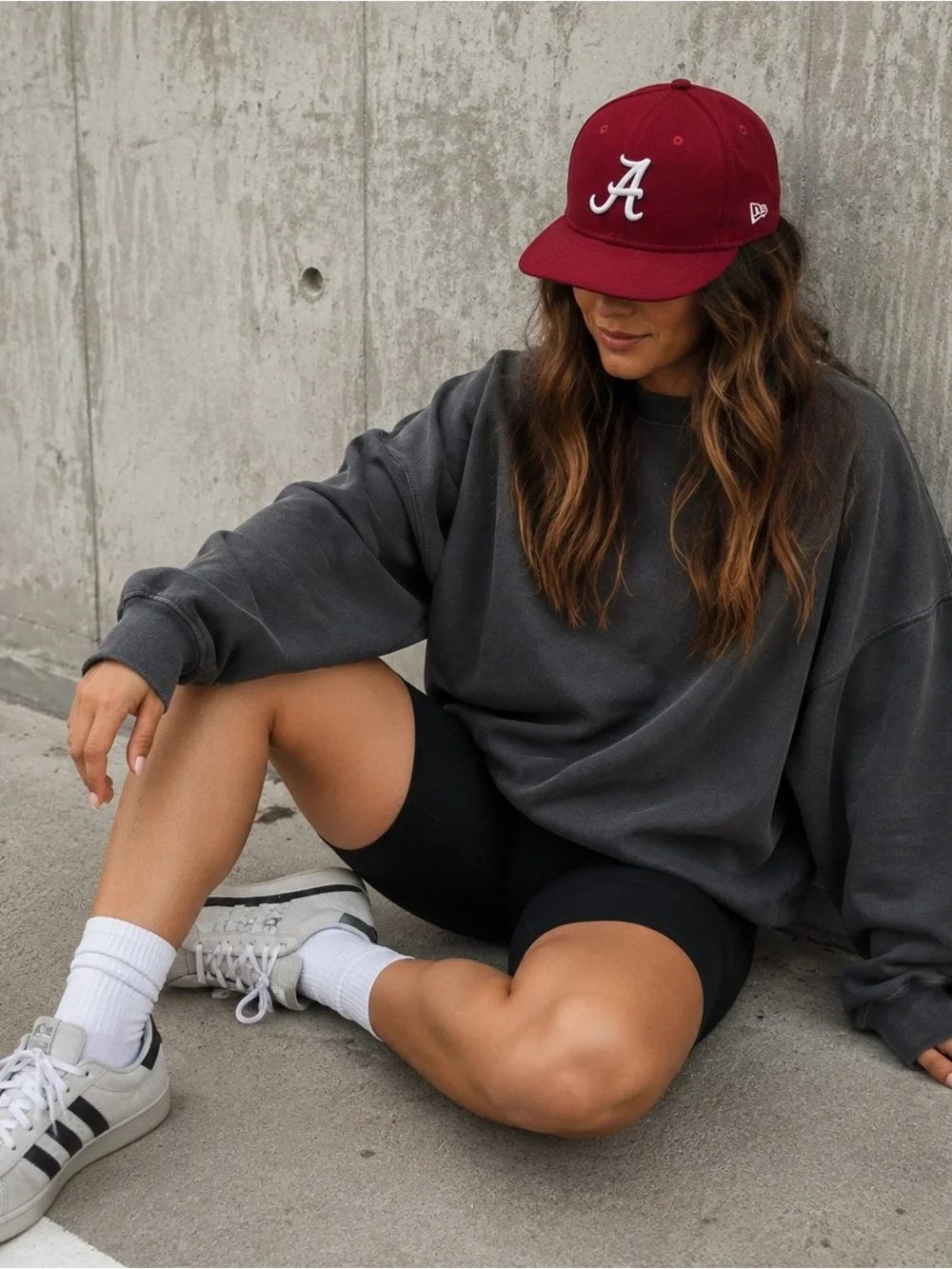 New Era Youth Cardinal Cap with White 'A' Logo